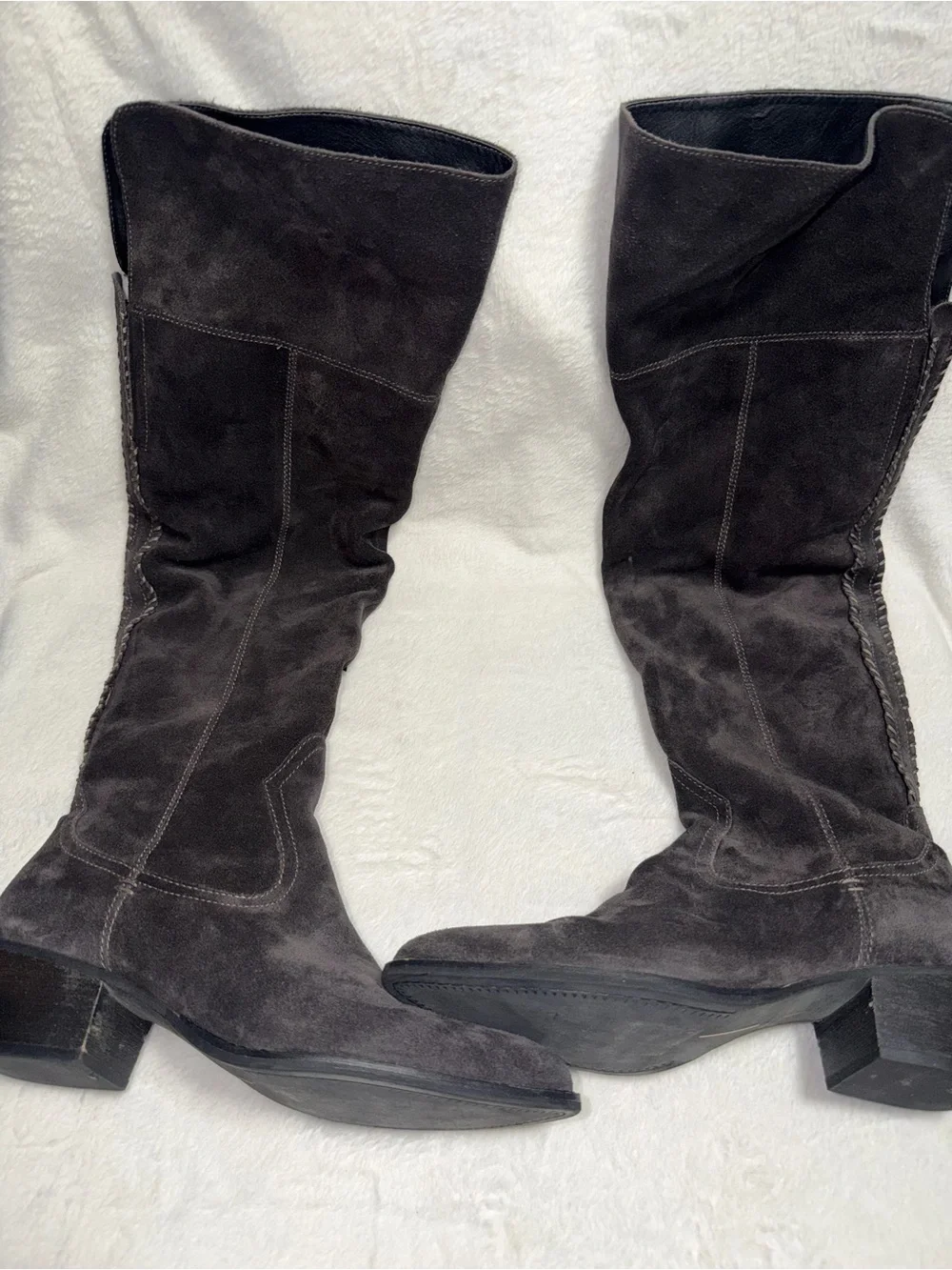 Dolce Vita Gray Suede Knee High Western Boots - Size 11
